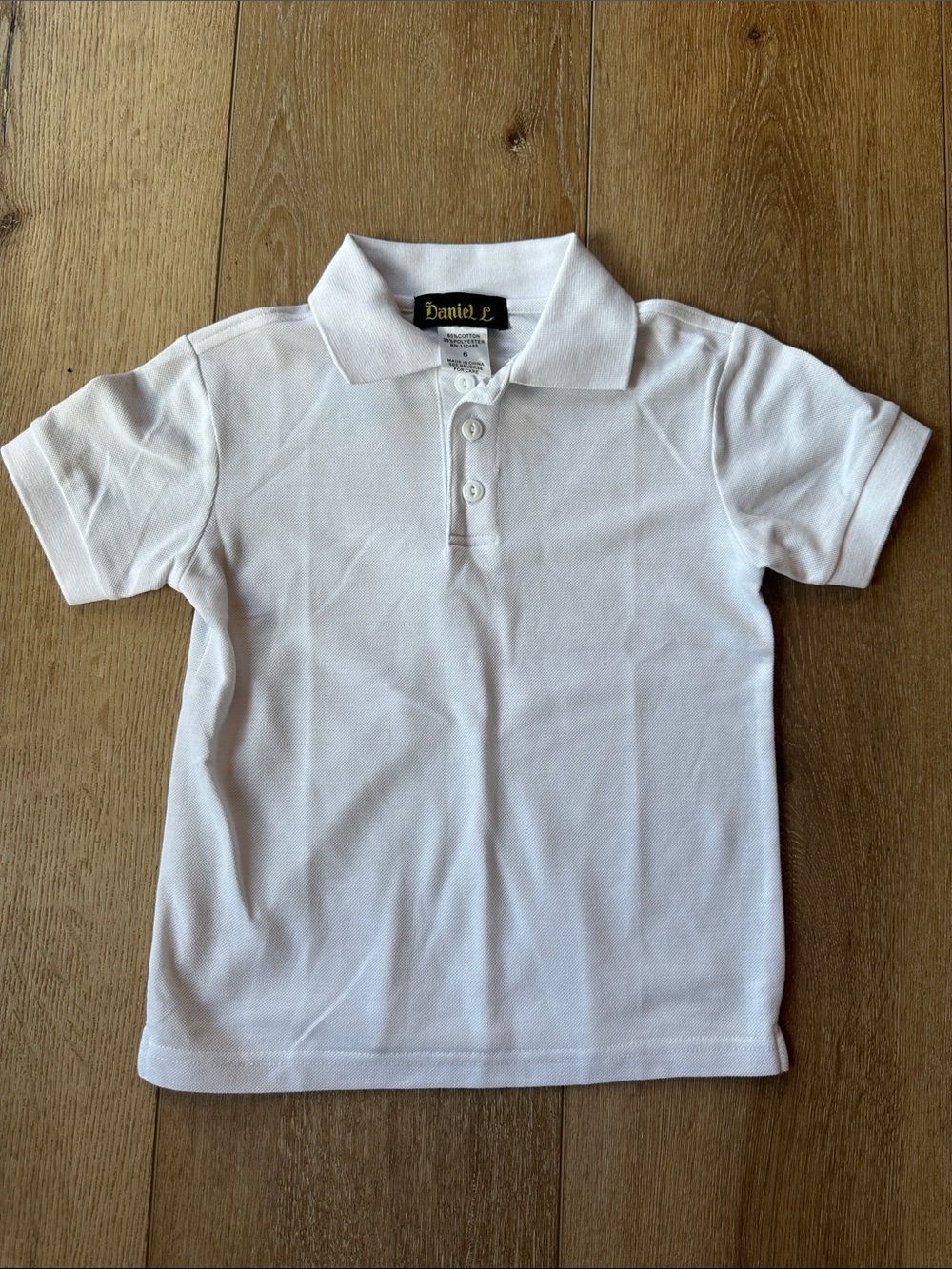 Daniel L Boys White Polo Shirt Short Sleeve School Uniform Shirt Size 6